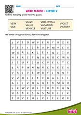 Word Search with letter v